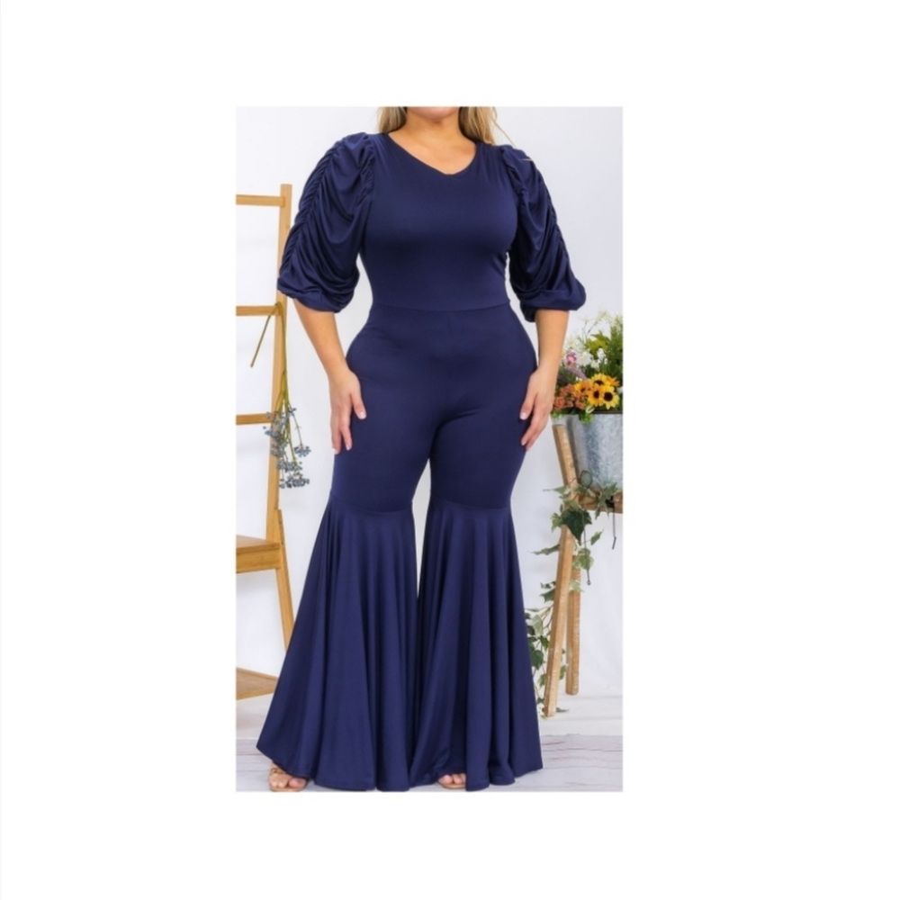 Elegant Navy Blue  And Rainbow Jumpsuit